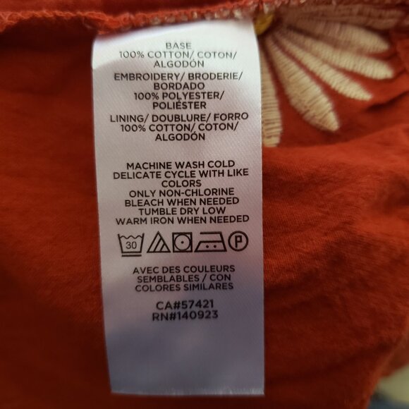 NEW Loft M Red Orange Embroidered Peplum Tank Top Cottage Boho Coastal Artsy Y2K - Picture 6 of 6